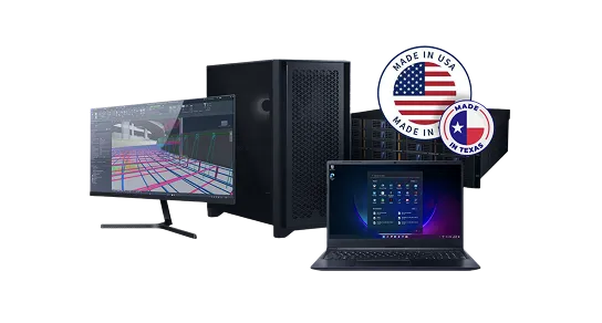 NexWorx computer hardware products - desktop tower, monitor, laptop, and server rack